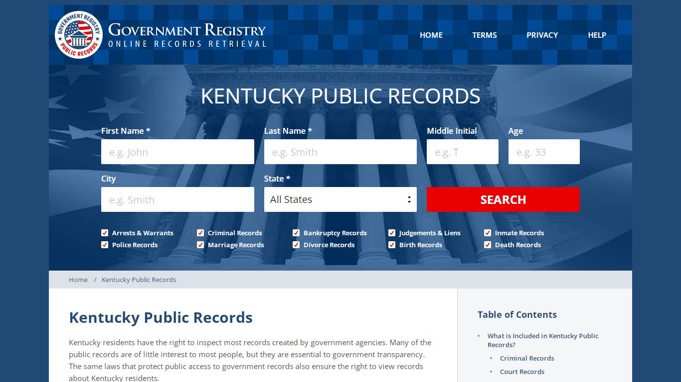 Kentucky Public Records Public Records - GovernmentRegistry